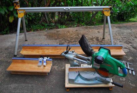 Miter saw stand Mft Table, Tool Trailer, Woods Ideas, Miter Saw Stand, Miter Saw Reviews, Dream Workshop, Workbench Ideas, Saw Table, Miter Saw Table