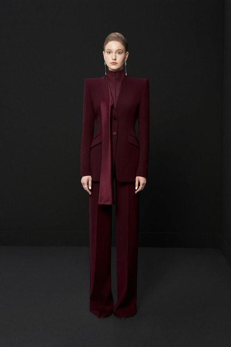 Venus Outfits, Japanese Crepe, Burgundy Outfit, Mean Blvd, Crepe Material, Crepe Blazer, Burgundy Suit, Stylish Work Attire, Elegant Dresses Classy