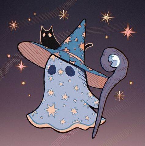 ghost wizard 🔮 #halloween #october #ghosts #wizards #autumn #procreate #digitalart | Instagram Ghost Drawing, Cute Doodle Art, Art Prompts, Mini Canvas Art, Kawaii Drawings, Cute Wallpaper Backgrounds, Cute Ghost, Cute Doodles, Halloween Art