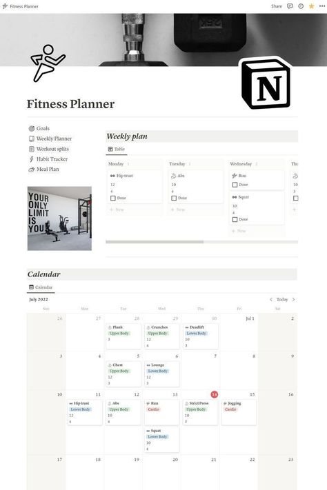 #Notion_Workout_Plan #Workout_Plan_Notion #Workout_Template_Notion #Notion_Template_Ideas_Fitness Notion Workout Plan, Notion Template Design, Aesthetic Images For Notion, Notion Fitness Tracker, Notion Minimal Design, Exercise Notion, Notion Set Up, Notion Template Ideas Minimalist, Gym Notion