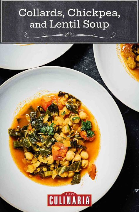 What began as an attempt to eat healthily ended with us swooning to the taste of this inspired soup. #soup #healthyrecipes #chickpea #lentils #vegetarian Collard Green Soup, Chickpea Soup, Lentil Soup Recipes, Red Lentils, Supper Recipes, Weeknight Dinner Recipe, Collard Greens, Soft Red, Lentil Soup