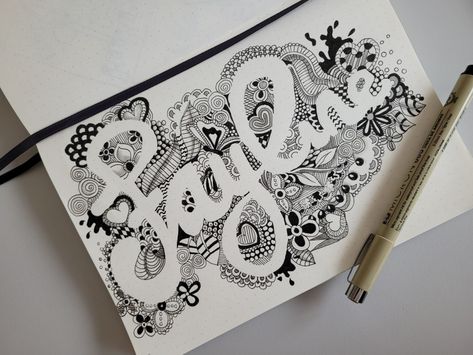 Name Art in Zentangle style or inspiration. Love to do this. Name Zentangle Art, Name Zentangle, Doodle Name Art Ideas, Doodle Art Name, Doodle Name, Zantangle Art, Name Design Art, Zentangle Doodles, Space Names