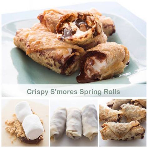 Fried Dessert, Smart School House, Smore Recipes, No Egg Desserts, Smart School, Egg Roll Recipes, Egg Roll, School House, Yummy Sweets