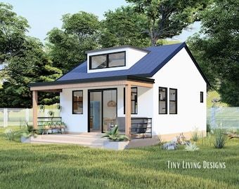 Retirement House Plan 4x7.5 PDF Download - Etsy Tiny Home 400 Sq Ft, Tiny House With Bathroom, 18x24 House Plans, Mini Barn House, Tiny House With Garage, Tiny House Plans Layout, Casitas Guest House, 2 Bedroom Tiny Home, One Bedroom Guest House