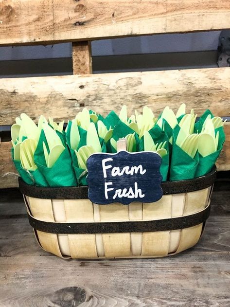 Farmers Market First Birthday, Farm Baby Shower Theme, Farmers Market Birthday Party, Farmers Market Party, Party Utensils, Farm Theme Birthday, Farm Baby Shower, Farm Themed Birthday Party, Mom Lifestyle