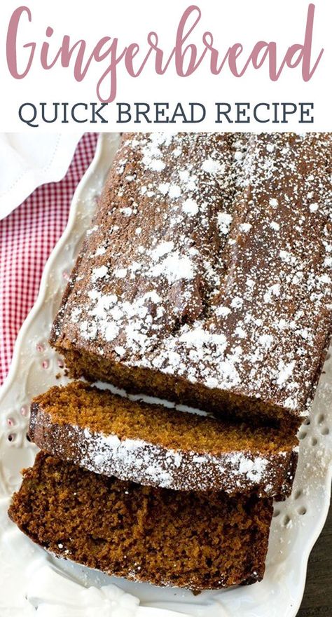 Gingerbread Loaf {Soft, moist, molasses quick bread with ginger & nutmeg} Quick Breads Made With Buttermilk, Quickbreads Recipes, Easy Sweet Bread Recipes, Seasonal Bread, Holiday Bread Recipes, Gingerbread Loaf Recipe, Molasses Bread, Gingerbread Dessert, Gingerbread Recipes