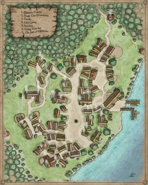 Dnd Country Map, Fantasy Town Map, Dnd Maps Town, Dnd Town Map, Dnd Town, Fantasy City Map, Fantasy Map Making, Village Map, Map Layout