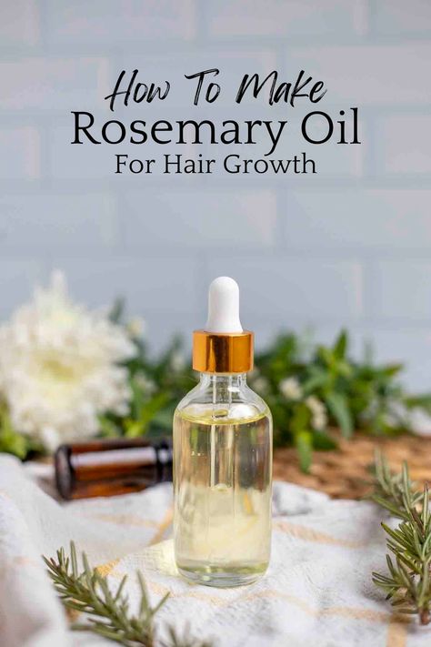 Learn how to make rosemary oil for hair to promote thick healthy hair and scalp. This recipe may help encourage hair growth and possibly help reduce hair loss. How To Rosemary Oil, Rosemary And Argan Oil Hair, Rosemary Hair Serum Diy, Rosemary Oil For Hair Growth Recipe, Rosemary Coconut Oil Diy, Rosemary Oil In Shampoo, Encourage Hair Growth, Homemade Scalp Oil, Rosemary Infused Oil For Hair