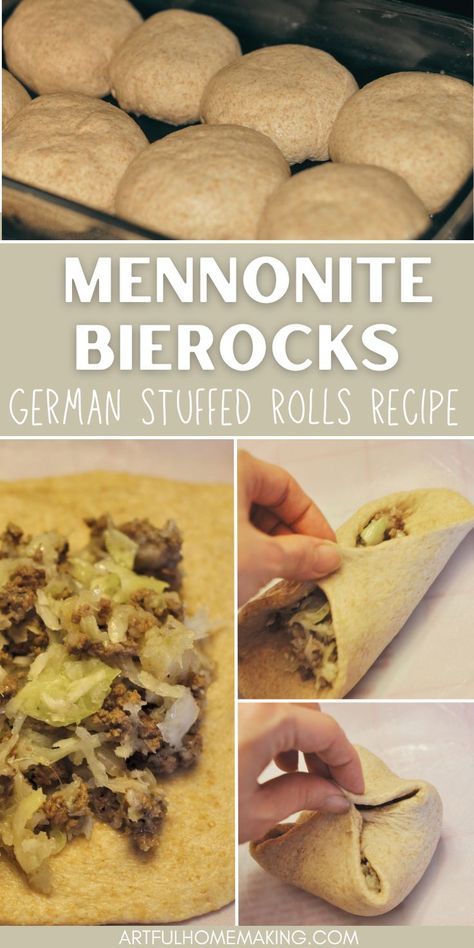 Easy Runza Recipe, Bierocks Recipe Easy, Runzas Recipe, Bierocks Recipe, Stuffed Rolls, Mennonite Recipes, German Food Authentic, Hand Pie Recipes, Beef And Cabbage