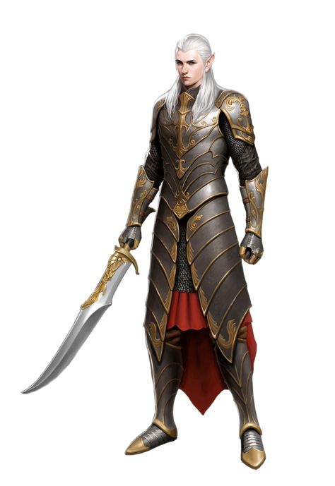 Male Elf Fighter Warrior - Pathfinder PFRPG DND D&D 3.5 5E 5th ed d20 fantasy Elven Knight, Moon Elf Male, Elf Paladin, High Elf Male, Elf Knight, Fantasy Elf, Pathfinder Elf, Elf Armor, Fantasy Fighter