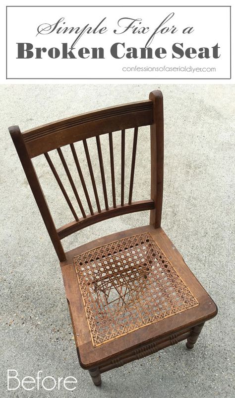 How To Repair A Chair Seat, Replace Chair Caning With Fabric, How To Fix Rattan Chair, Cane Bottom Chair Makeover, Rattan Chair Makeover Diy, Repair Chair Seat, How To Replace Cane On Chairs, How To Fix Cane Bottom Chairs, Diy Chair Seat Replacement