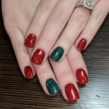 Powder Nail Colors, Green Christmas Nail Ideas, Colourful Highlights, Holiday Dip, Dip Powder Manicure, Revel Nail Dip Powder, Revel Nail Dip, Revel Nail, Real Nails