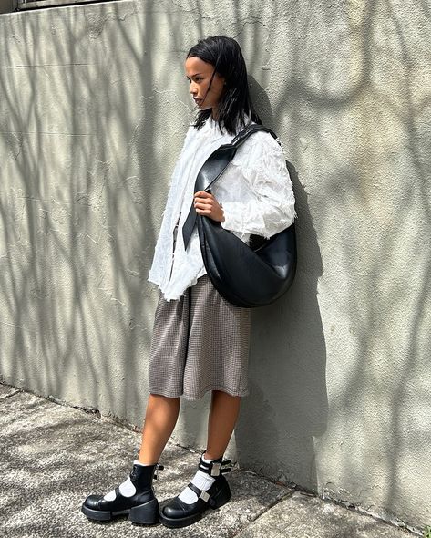 Our favourite street-style sightings from #PFW 👀 @ssadieeee_ @shimmamarie @vaibhavilath Shop their looks via the link in bio. #AsSeenAtFashionWeek #ToniGoesPlaces #ImwithCharlesKeith Products featured: Toni Knotted Curved Hobo Bag Robbie Ankle-Strap Mary Jane Boots Hobo Bag Street Style, Mary Jane Boots, Slouchy Hobo Bag, Winter Bags, Slouchy Bag, Geometric Inspiration, Bags And Shoes, Shoes Outfit, Fall Winter 2024