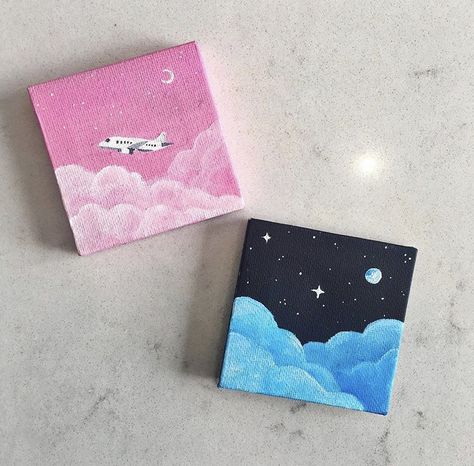 Canvas Painting 6x6, Painting Present Ideas, Ideas For Mini Canvases, Painting Ideas For Mini Canvases, Matching Painting Ideas, Mini Tela, Canvas For Beginners, Small Canvas Paintings, Canvas Painting Ideas