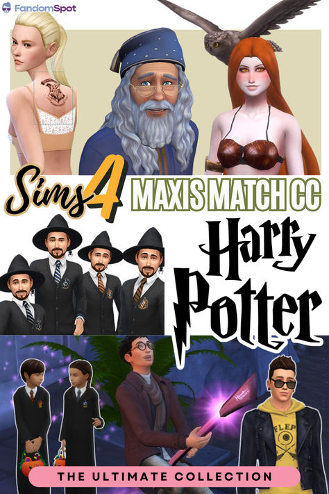 Transform your Sims 4 experience with a magical touch using this expansive Harry Potter-themed Maxis Match CC collection! Dress your Sims in Hogwarts uniforms, accessorize with wizarding gear, and decorate their abodes with enchanting items straight from the world of witches and wizards. Sims 4 Cc Hermione Granger, Sims 4 Potions Shop, Ts4 Wizard Cc, Harry Potter Sims 4 Mods, Sims 4 Cc Maxis Match Harry Potter, Sims Hogwarts Cc, Sims 4 Sirius Black, Sims 4 Wizard Clothes, Hogwarts Uniform Sims 4 Cc