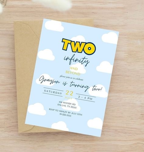 Two Infinity And Beyond Birthday Invite, Two Infinity And Beyond Birthday, Beyond Birthday, Combined Birthday Parties, 2nd Birthday Boys, 2nd Birthday Party Themes, Birthday Themes For Boys, 2nd Birthday Invitations, Toy Story Party