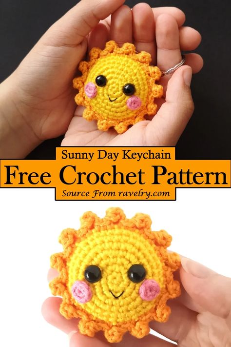 15 Free Crochet Keychain Patterns - DIYS Craftsy Crochet Tiny Bee Pattern Free, Crochet Car Keychain Free Pattern, Easy Small Crochet Stuffed Animals, Free Crochet Key Ring Patterns, Free Crochet Doll Patterns Easy, Crochet Sun Keychain Free Pattern, Quick Crochet Projects Free Simple, Keychain Crochet Easy, Cool Crochet Keychains