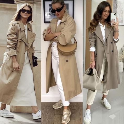 Colored Trench Coat Outfit, Beige Wool Skirt Outfit, Sand Trench Coat Outfit, Beige Trench Coat Outfit Street Style, Lilliegracep Outfits, Light Beige Trench Coat Outfit, Ootd Trench Beige, Outfit Manteau, Beige Trench Coat Aesthetic