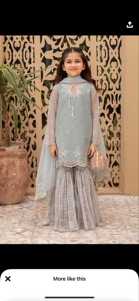 Eid Outfits For Kids, Eid Dress Ideas, Eid Dresses For Girl, 10 Years Girl Dress, Pakistani Kids Dresses, Sarara Dress, Sharara Suit Designs, Kids Party Wear, Desi Wedding Dresses