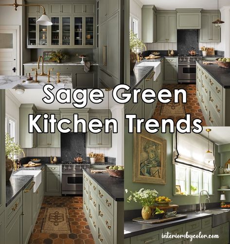 Sage Green Kitchen Trends Designers Love Sage Green Kitchen Walls, Kitchen Trends 2023, Green Kitchen Backsplash, Green Kitchen Walls, Green Kitchen Island, Sage Kitchen, Green Backsplash, Sage Green Paint, Sage Green Kitchen