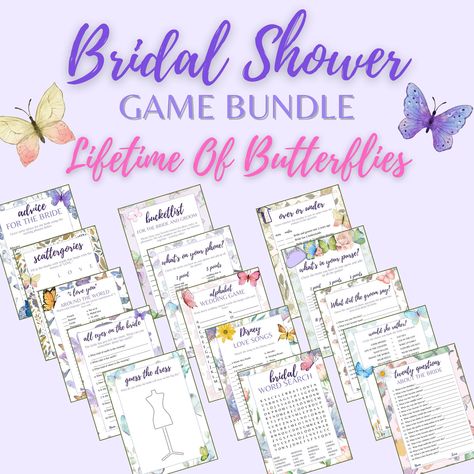 Butterfly Bridal Shower Favors, Lifetime Of Butterflies, Bridal Shower Prizes, Bridal Shower Inspo, Jasmine Bridal, Bridal Games, Wedding Shower Games, Butterfly Wedding, Bridal Shower Game