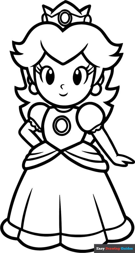 Free, printable Cute Princess Peach coloring page for kids. Print it out or color it online. https://easydrawingguides.com/coloring-pages/cute-princess-peach/ Princess Peach Coloring Page, Peach Coloring Page, Princess Peach Birthday Party, Diy Drawings, Popular Cartoon Characters, Easy Drawing Guides, Drawing Guides, How To Draw Animals, Printable Cute