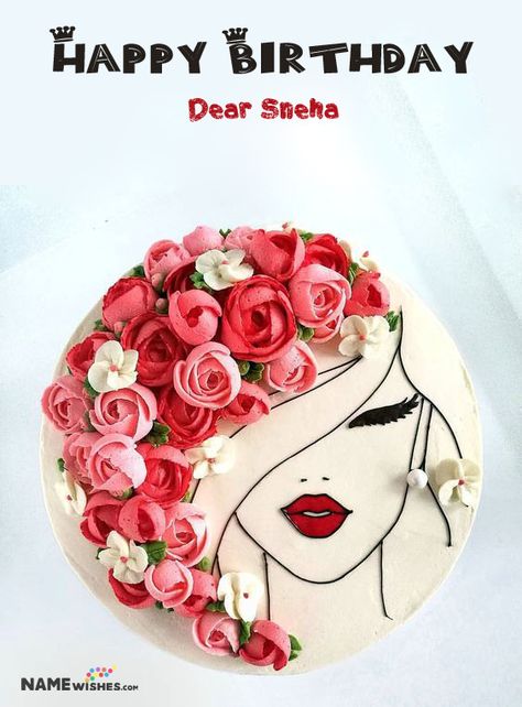 Happy Birthday Sneha - Birthday Cake For Sneha Cake Mix Cookie Recipes, Cake Name, Mothers Day Cake, Cakes For Women, Cake Online, Cute Birthday Cakes, Cool Birthday Cakes, Girl Cake, Cake Mix Cookies