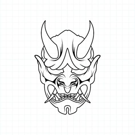 Oni Demon Mask, Mask Coloring Page, Oni Maske, Japanese Mask Tattoo, Crocodile Tattoo, Oni Mask Tattoo, Simple Tats, Brain Tattoo, Draw Water