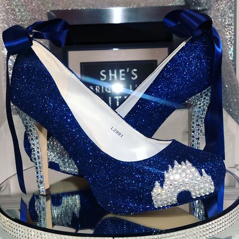 Blue Quince, Crystal Castle, Crystal Shoes, Bridal Shoes, Quince, Wedding Bridal, Royal Blue, Castle, High Heels