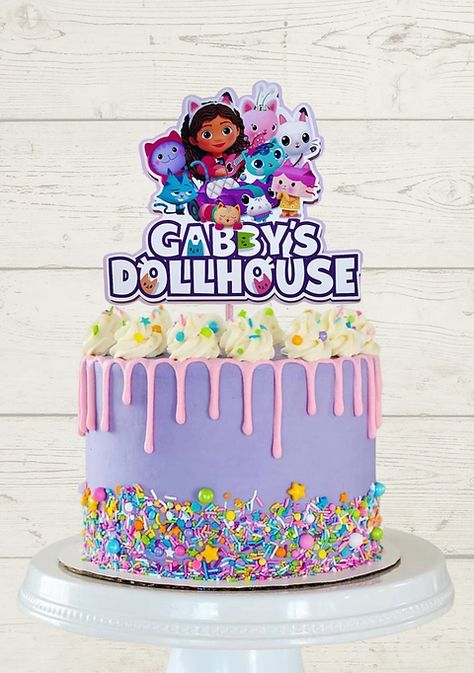 Gabbys Doll House Birthday, Gaby Dollhouse Cakes, Gabbys Dollhouse Cake Ideas, Gabbys Dollhouse Cake Topper, Gabbys Dollhouse Cake, Gabbys Dollhouse Birthday Party, Squishmallow Party, Cardboard Background, Gabby Dollhouse