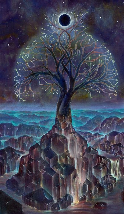 Les somptueuses peintures à l’huile de David Heskin ! Abc Wallpaper, Image Zen, Violet Aesthetic, Arte Inspo, Visionary Art, 판타지 아트, Spiritual Art, Woodblock Print, Tree Art