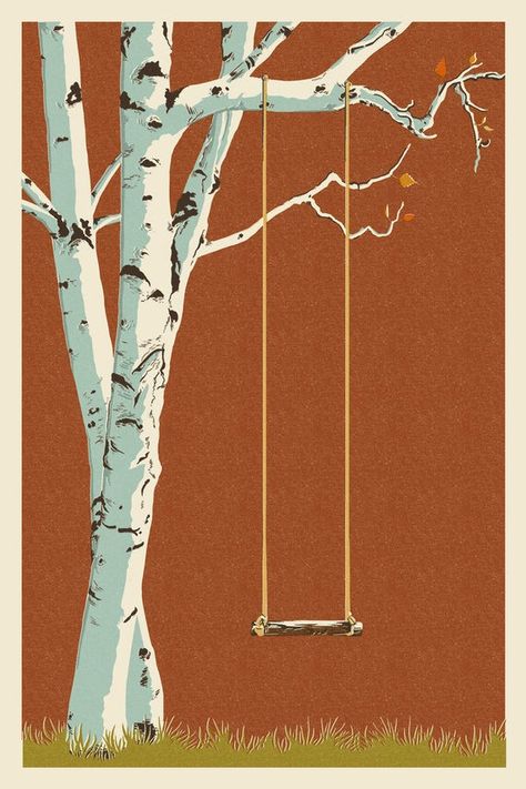 Birch Tree - Letterpress (Art Prints, Wood & Metal Signs, Canvas, Tote Bag, Towel)