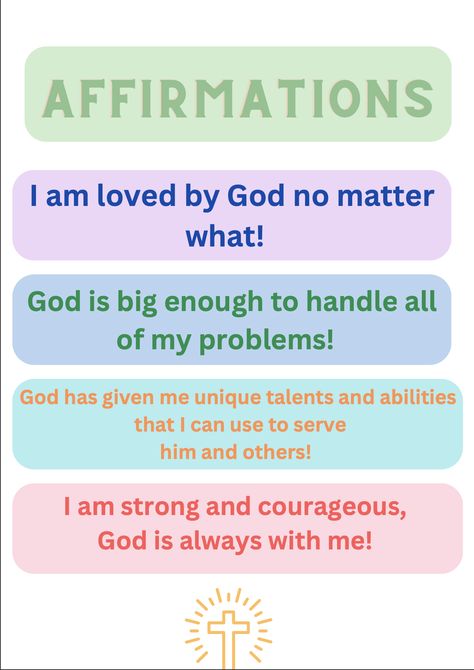 Godly Affirmations For Kids, Bible Affirmations For Kids, Biblical Affirmations For Kids, Christian Affirmations For Kids, Prayerful Planner, Affirmation Mirror, Biblical Affirmations, Oldest Bible, School Prayer