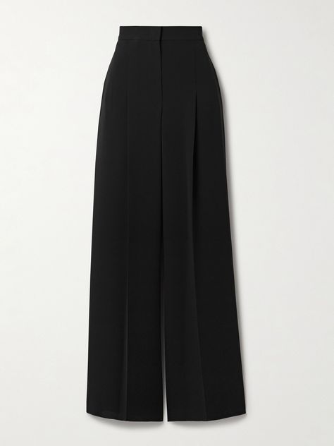 Max Mara's 'Lino' pants are designed to be worn with the matching jacket, but they’ll become a versatile edition to your wardrobe. They’re made from black crepe and slightly pleated for added volume. Slacks Women Outfit, Slacks Women, Pleated Slacks, Formal Shorts, Slacks For Women, Flat Dress Shoes, Floral Dresses Short, Dress Flats, Future Outfit