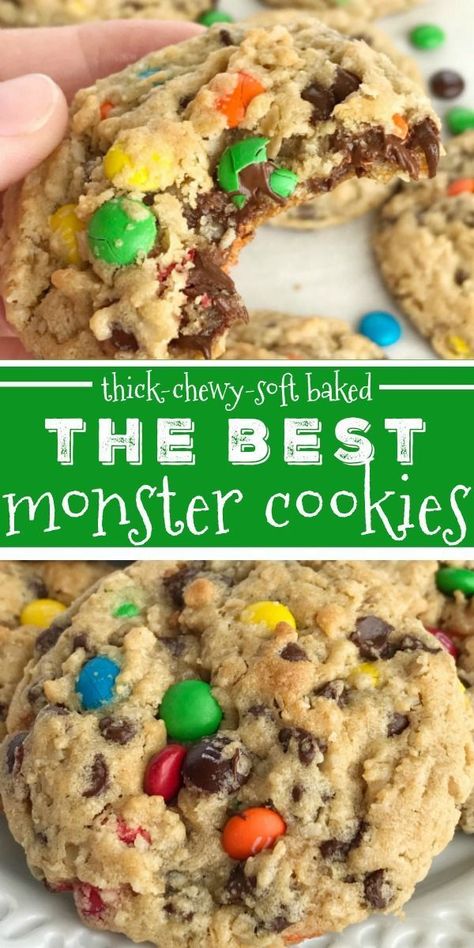 Soft Baked Monster Cookies, Monster Cookies Half Baked Harvest, Half Baked Harvest Monster Cookies, Best Chewy Monster Cookies Recipe, Grandmas Monster Cookies, Monster Cookies With Karo Syrup, Crumbl Monster Cookie, Healthy Monster Cookies Recipe, Valentines Monster Cookies