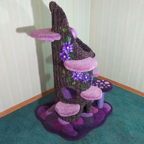 Enchanted Cat Tree, Heart Shaped Cat Tree, Cute Cat Things Products, Fairy Cat Tree, Whimsical Cat Tree, Fantasy Cat Tree, Cat Tree Cute, Aesthetic Cat Stuff, Goth Cat Tree