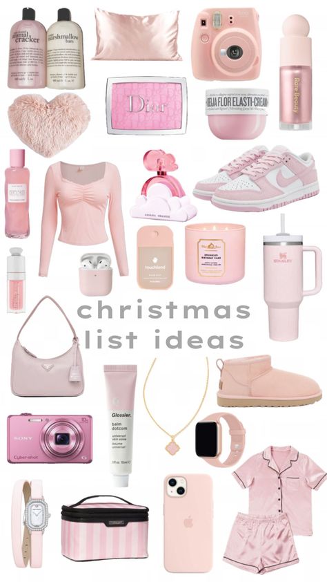 Pink Aesthetic Christmas, Pinterest Shuffle, Shuffle Aesthetic, Pink Gift Basket, Tiktok Christmas, Christmas List Ideas, Cute Gifts For Friends, Diy Gift Baskets, Christmas Gift List