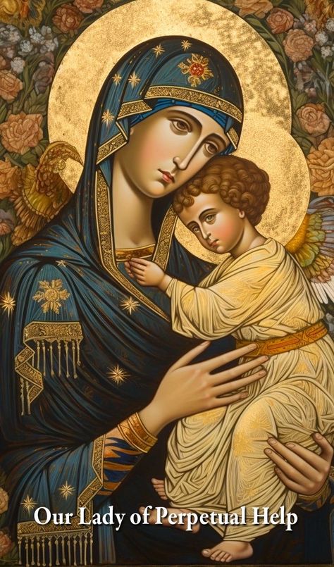 Blessed Virgin Mary Beautiful, Our Mother Of Perpetual Help, Mother Of Perpetual Help, Virgin Mary Picture, Catholic Icons, Jesus Art Drawing, Our Lady Of The Rosary, Our Lady Of Perpetual Help, Lady Of Perpetual Help