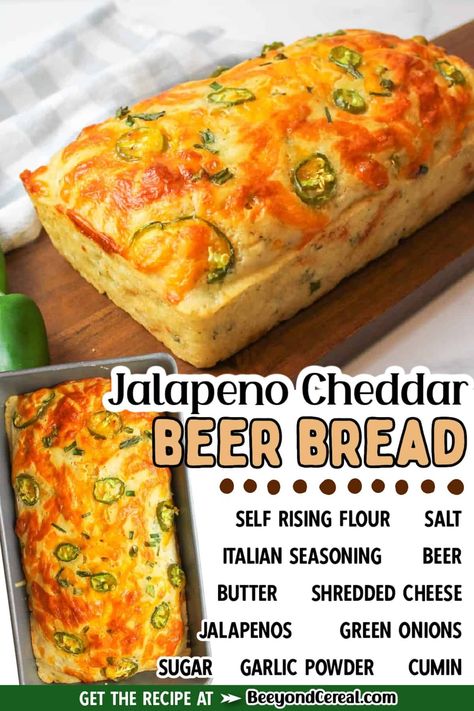 Jalapeno Beer Bread, Jalapeno Cheddar Beer Bread, Jalapeño Beer Bread, Jalapeño Cheddar Beer Bread, Beer Bread Recipe 3 Ingredients, Jalapeno Bread Recipes, Cheddar Jalapeno Bread, Beer Cheese Bread Recipe, Jalapeno Cheddar Bread