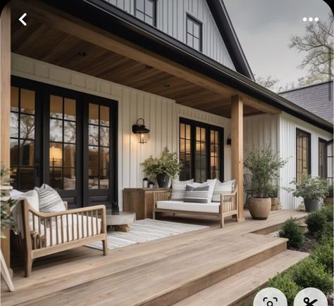 Boho Exterior, House Outdoor Design, Modern Farmhouse Front Porch, Modern Farmhouse Porch, Big Front Porches, Front Porch Columns, Farmhouse Back Porch, Tiny House Big Living, House Front Porch