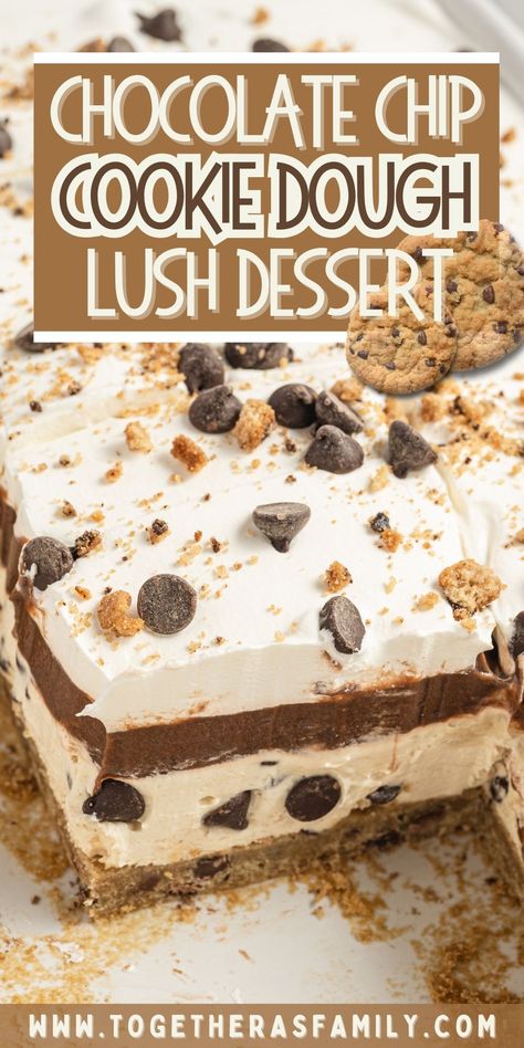 Chocolate Cookie Pudding Dessert, Cookie Dough Pudding Dessert, Cookie Dough Snack Cake, Chocolate Chip Cookie Dough Delight, Cookie Dough Layered Dessert, Iced Chocolate Chip Cookies, Desserts With A Cookie Crust, Cookie Dough Sheet Cake, Chocolate Chip Cookie Crust Dessert