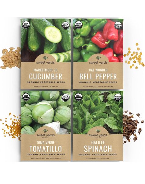 Organic vegetable seeds
Cucumber, Bell pepper, tomatillo and spinach Seed Packaging Design, Summer Vegetable Garden, Vegetable Seeds Packets, Seed Packaging, Heirloom Vegetables, Vegetable Seeds, Fruit Seeds, Summer Vegetable, Design Seeds