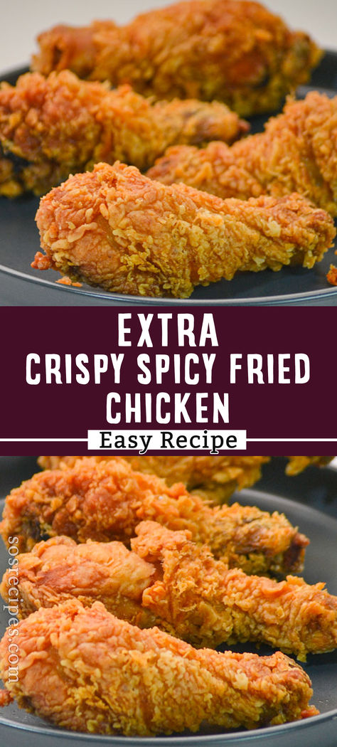 I guarantee this Extra Crispy Spicy Fried Chicken recipe is gonna be a hit in your home. Who doesn’t love a chicken dish for a work night or a friend’s potluck? This recipe is going to become your go-to. Best Spicy Fried Chicken Recipe, Fried Chicken Recipe Spicy, Crispiest Fried Chicken, Deep Fried Wings Recipe, Fry Chicken Recipes, Extra Crispy Fried Chicken, Fried Chicken Tenders Recipe, Chinese Fried Chicken, Cajun Fried Chicken