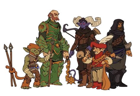 Dnd Party Illustration, Ryan Pallett Art, Dnd Party Drawing, Dnd Group Art, Dnd Party Art, Dnd Outfits, Dnd Comics, Dnd Party, Oc Board