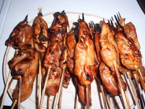 Easy Teriyaki Chiken.  Easy and yummy.
I bet you could put frozen chicken in a bag add teriyaki freeze then it marinates while it thaws... so brilliant! Chinese Teriyaki Chicken On A Stick, Chicken Sticks Recipes, Chinese Chicken On A Stick Recipe, Teriyaki Chicken On A Stick, Teriyaki Recipes, Meat On A Stick, Chicken Kebobs, Chicken Kabob Marinade, Kabob Marinade