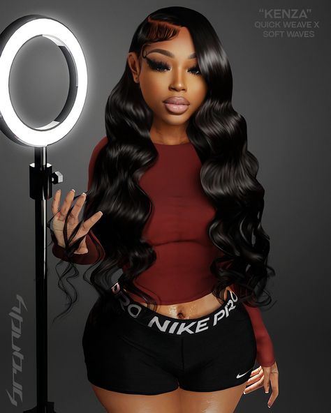 "KENZA" Quick Weave X Soft Waves Afro Hair Sims 4 Cc, Nicki Minaj Hairstyles, Sims 4 Black Hair, Mod Hair, Sims 4 Family, Free Sims 4, Feed In Braids Hairstyles, Sims 4 Body Mods, Sims 4 Cc Skin