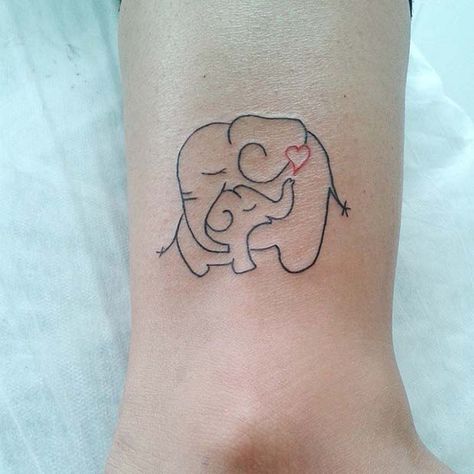 Elephant Tattoo Ideas, Baby Elephant Tattoo, Cute Elephant Tattoo, Cute Ankle Tattoos, Mom Daughter Tattoos, Elephant Tattoo Design, Mom Tattoo Designs, Mommy Tattoos, Mother Tattoos