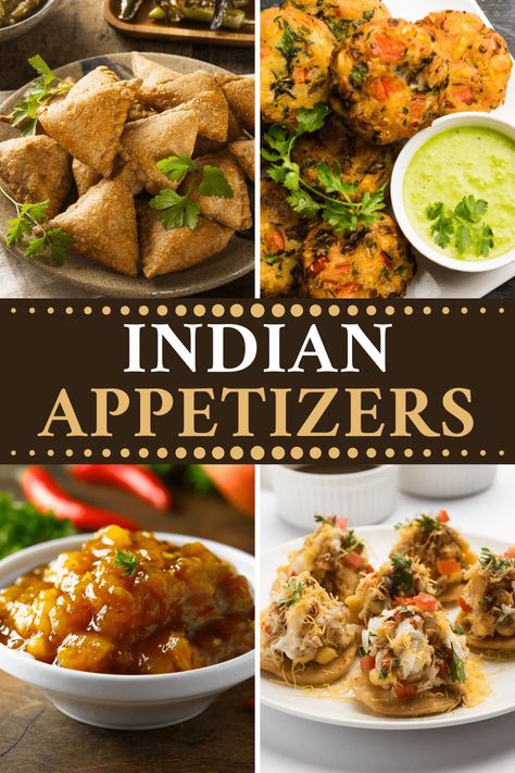 For starters that pack a punch, try these Indian appetizers at your next party. From corn fritters to samosas to chutney, these finger foods are bound to be a hit. Indian Starter Recipes, Starters For Dinner, Indian Starters, Easy Indian Appetizers, Vegetarian Finger Food, Dinner Party Starters, Veggie Kebabs, Indian Appetizers, Indian Dinner