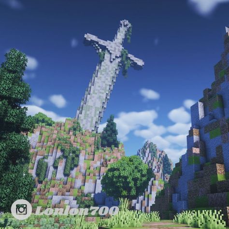 60 Likes, 1 Comments - @panagcraft on Instagram: “Majestic Sword Statue 🤯 Like if you will Play Mc this weekend 💚 ———————- 🔻Please support by🔻 Follow…” Construction Minecraft, Minecraft Building Guide, Minecraft Statues, Minecraft Structures, Bangunan Minecraft, Minecraft Pictures, Minecraft Cottage, Minecraft Castle, Minecraft City