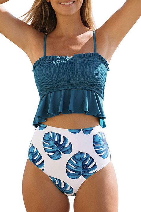 Two Piece Bathing Suit, 2024 Aesthetic, Beach Clothes, Trendy Swimsuits, Ruffle Swimsuit, Cute Bathing Suits, Cute Preppy Outfits